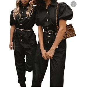 WHO WHAT WEAR Black Cotton Jumpsuit XL